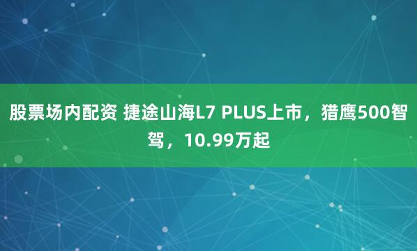 股票场内配资 捷途山海L7 PLUS上市,猎鹰500智驾,10.99万起