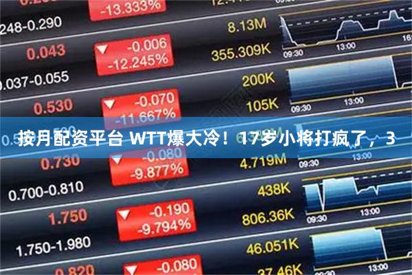 按月配资平台 WTT爆大冷！17岁小将打疯了，3