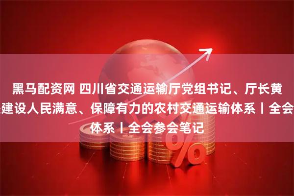 黑马配资网 四川省交通运输厅党组书记、厅长黄河：加快建设人民满意、保障有力的农村交通运输体系丨全会参会笔记